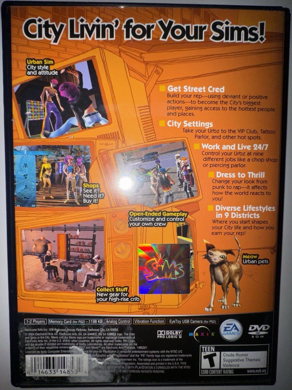 Urbz: Sims in the City (Sony PlayStation 2, 2004) CIB COMPLETE + MANUAL PS2