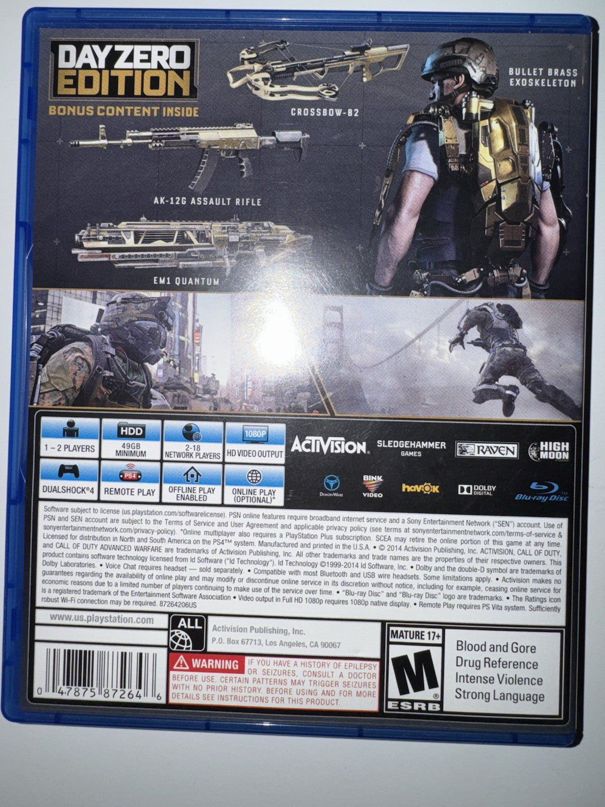 Call of Duty: Advanced Warfare (Sony PlayStation 4, 2015) PS4