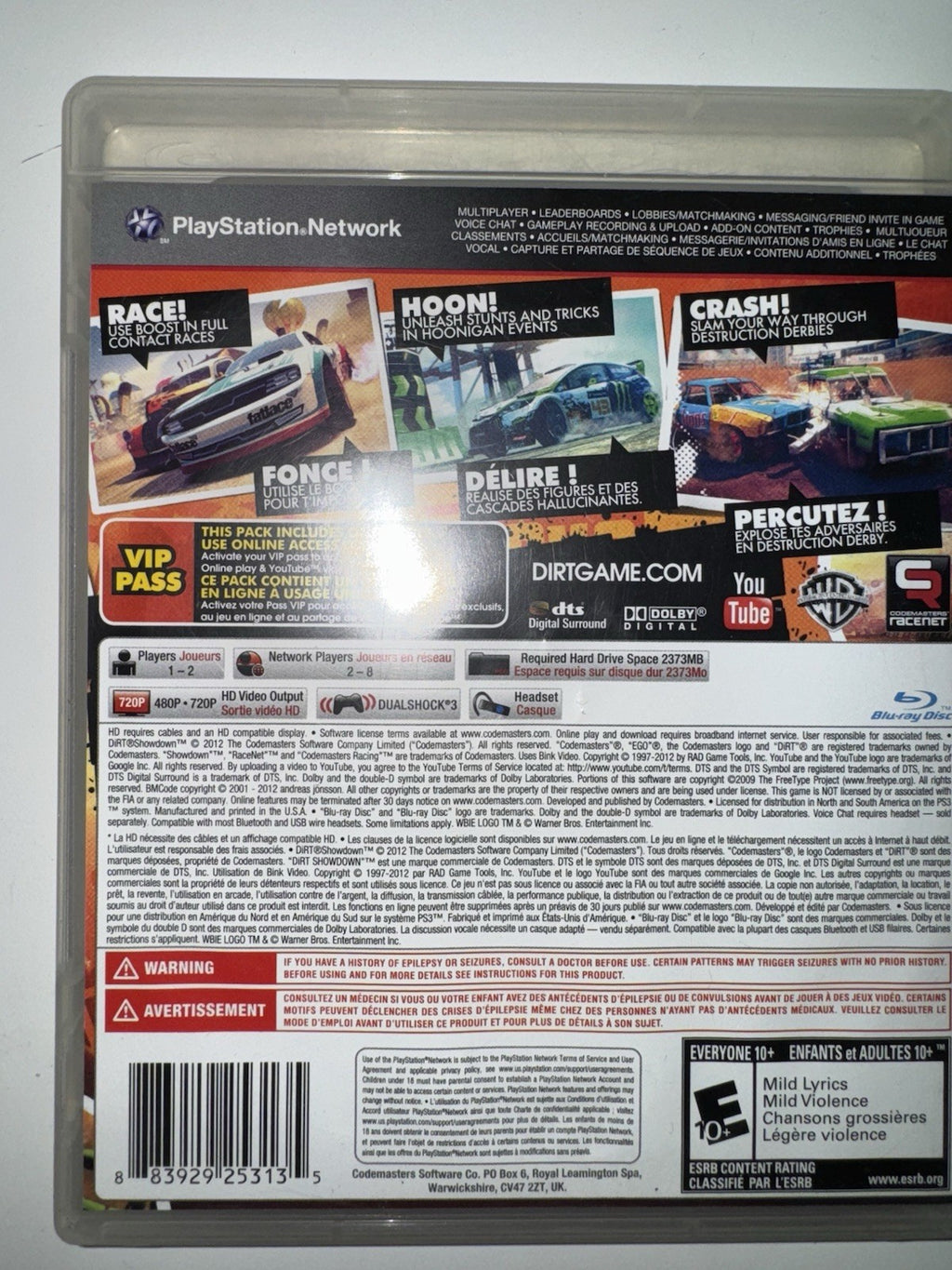 DiRT Showdown (Sony PlayStation 3, 2012) CIB COMPLETE + MANUAL PS3