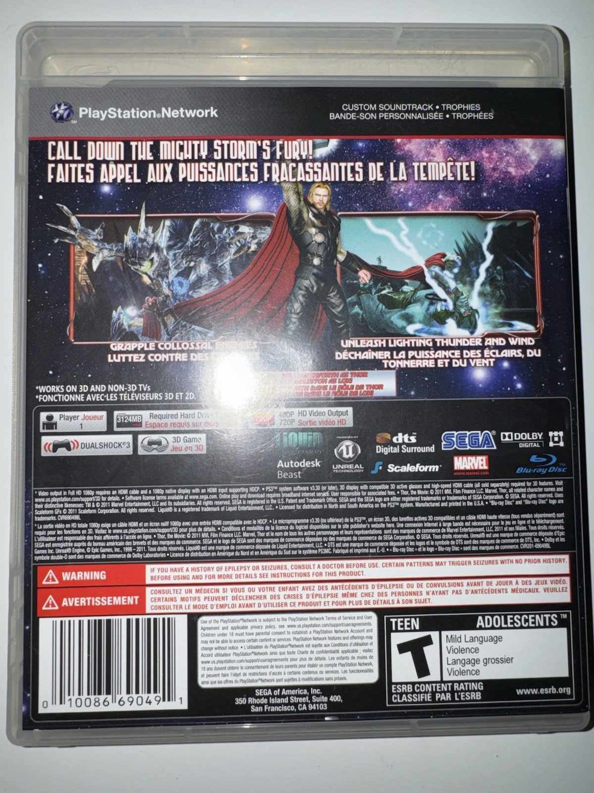 Thor: God of Thunder (Sony PlayStation 3, 2011) CIB COMPLETE PS3