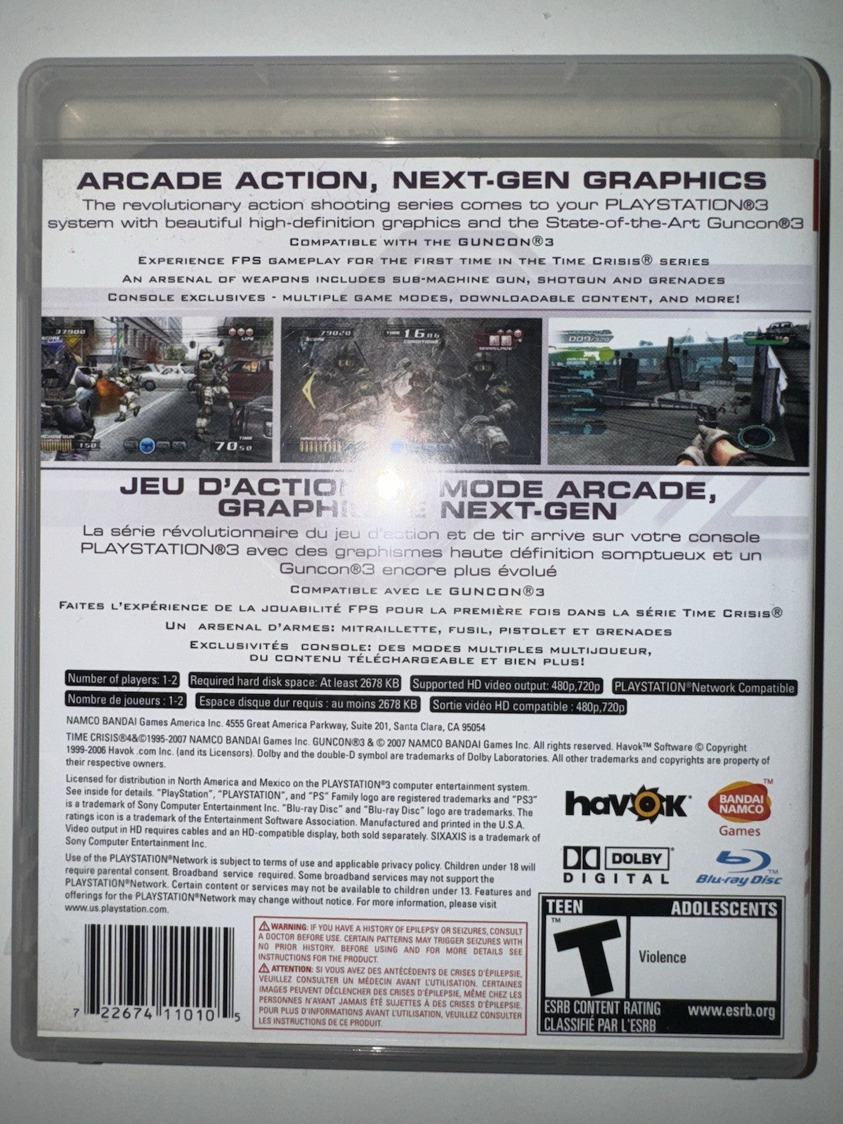 Time Crisis 4 (Sony PlayStation 3, 2007) CIB COMPLETE + MANUAL PS3