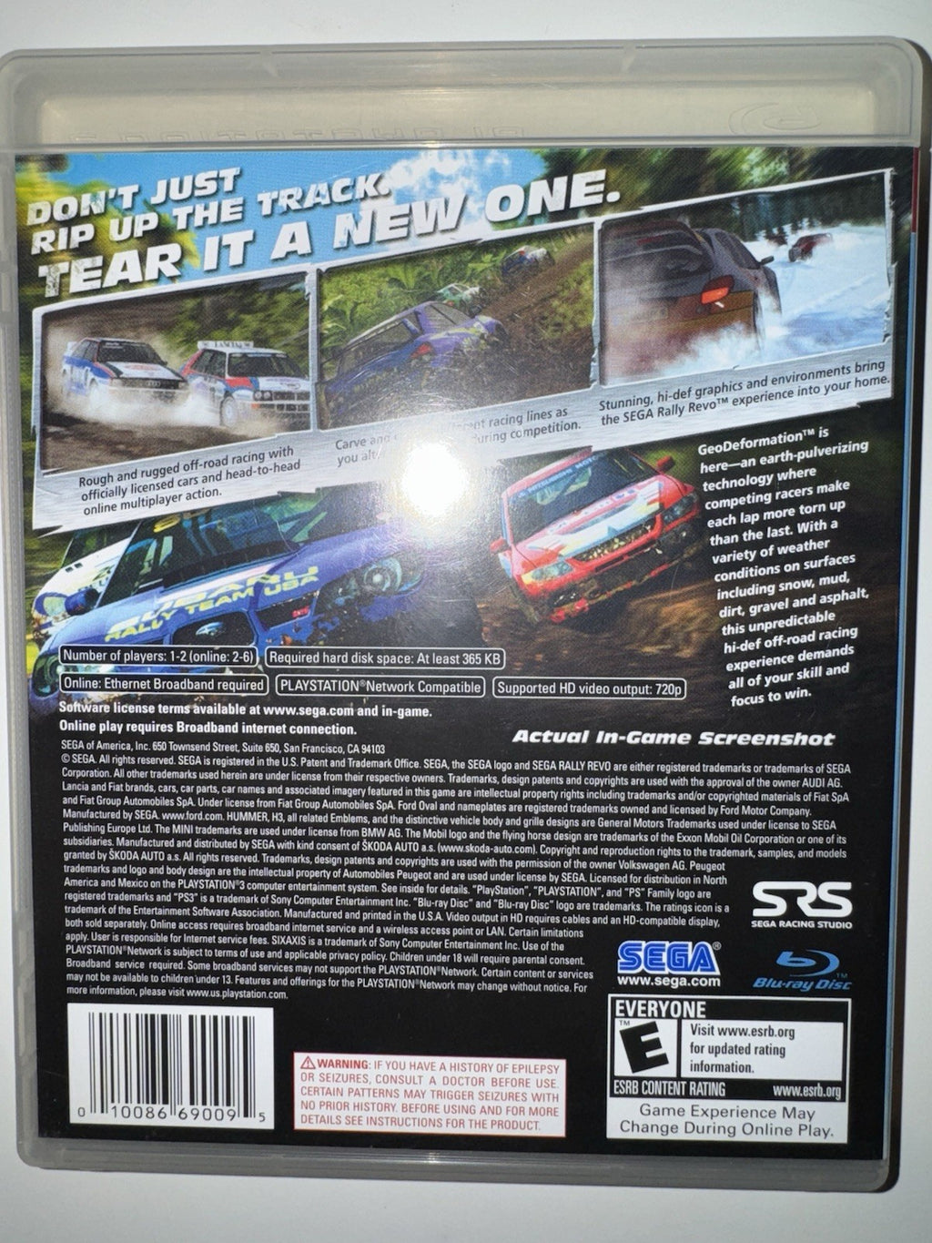 Sega Rally Revo (Sony PlayStation 3, 2007) CIB COMPLETE + MANUAL PS3