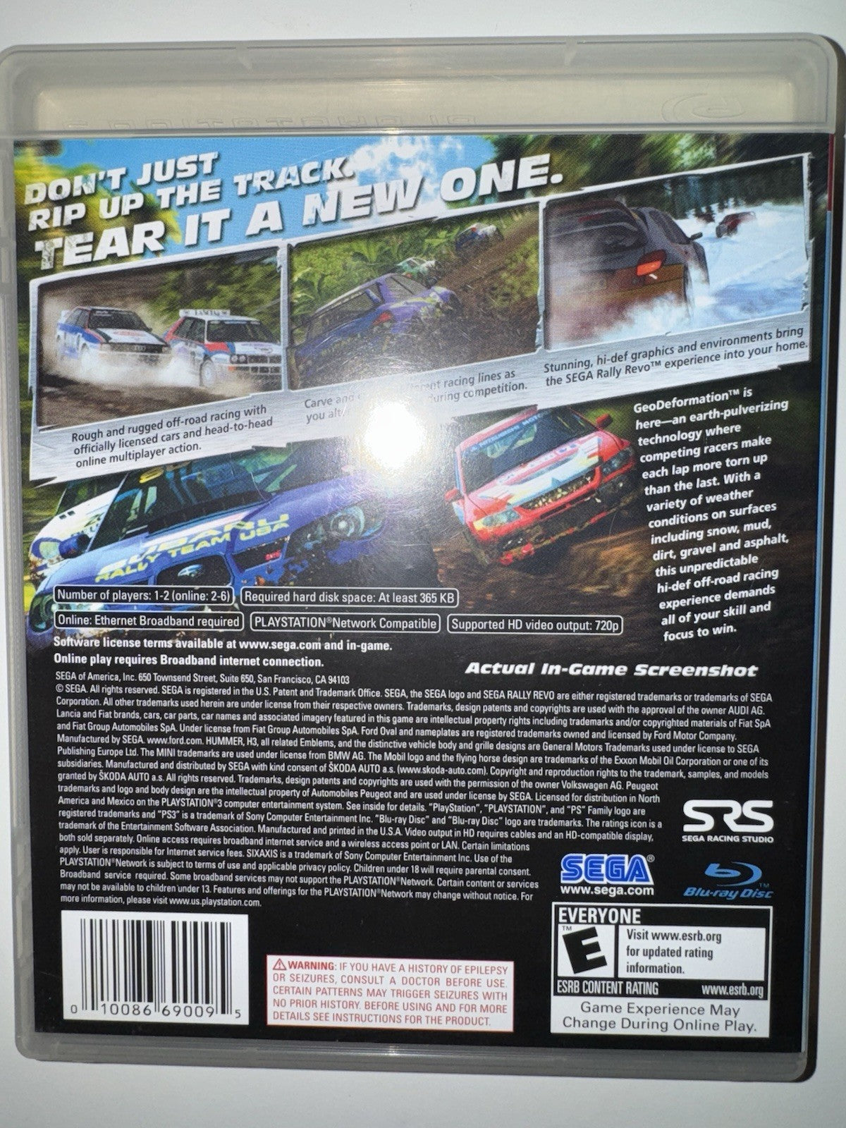 Sega Rally Revo (Sony PlayStation 3, 2007) CIB COMPLETE + MANUAL PS3