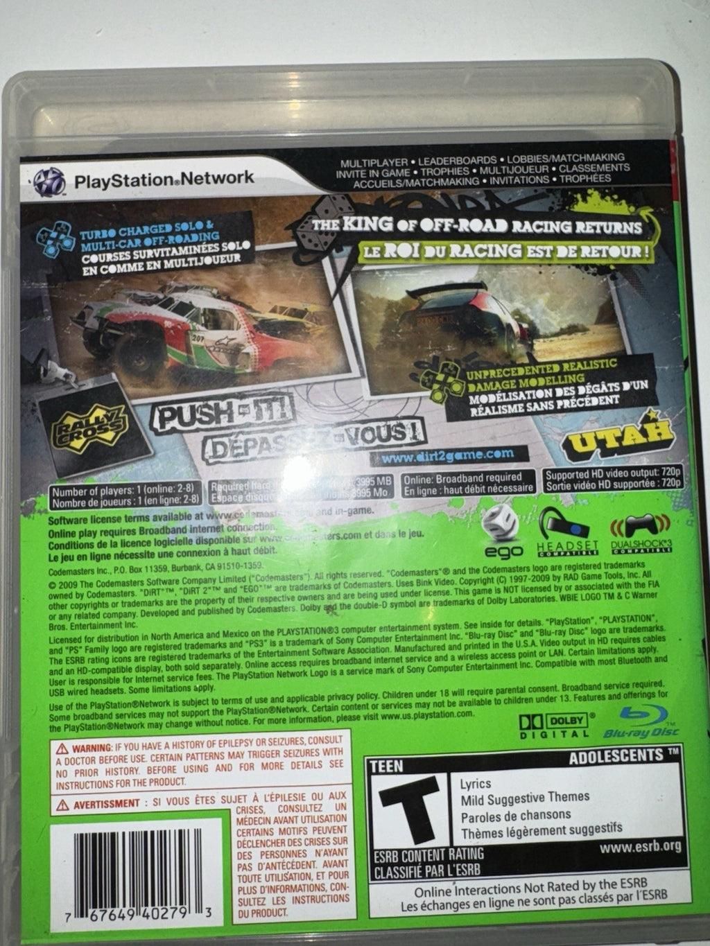 DiRT 2 (Sony PlayStation 3, 2009) CIB COMPLETE + MANUAL PS3