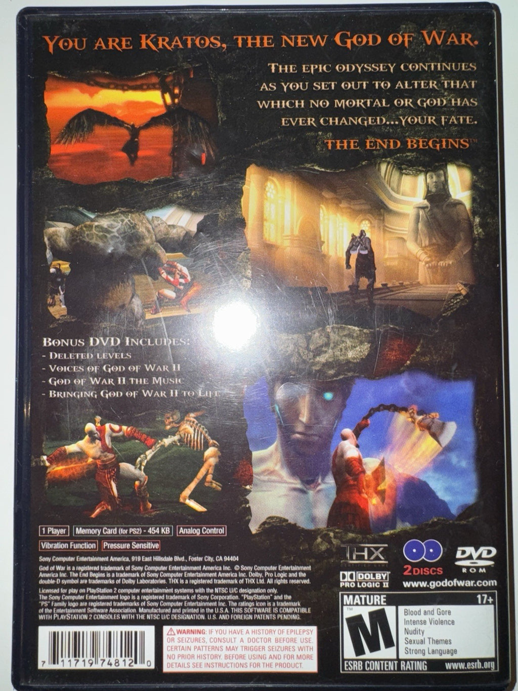 God of War II 2 Two Disc Set (Sony PlayStation 2 PS2, 2005) CIB COMPLETE +MANUAL