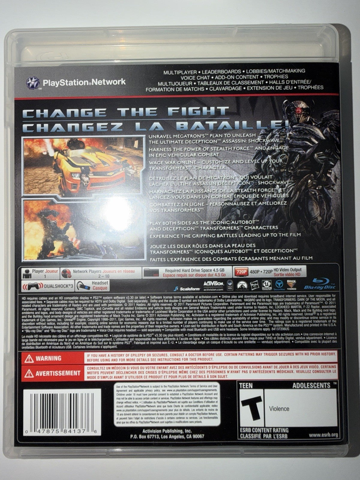 Transformers Dark of the Moon (Sony PlayStation 3, 2011) CIB COMPLETE PS3