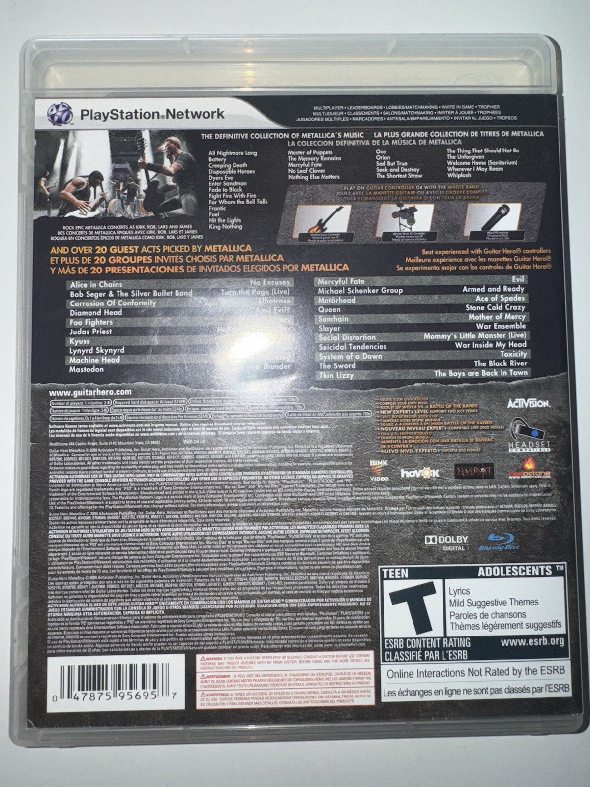 Guitar Hero: Metallica (Sony PlayStation 3 PS3, 2009) CIB COMPLETE + MANUAL