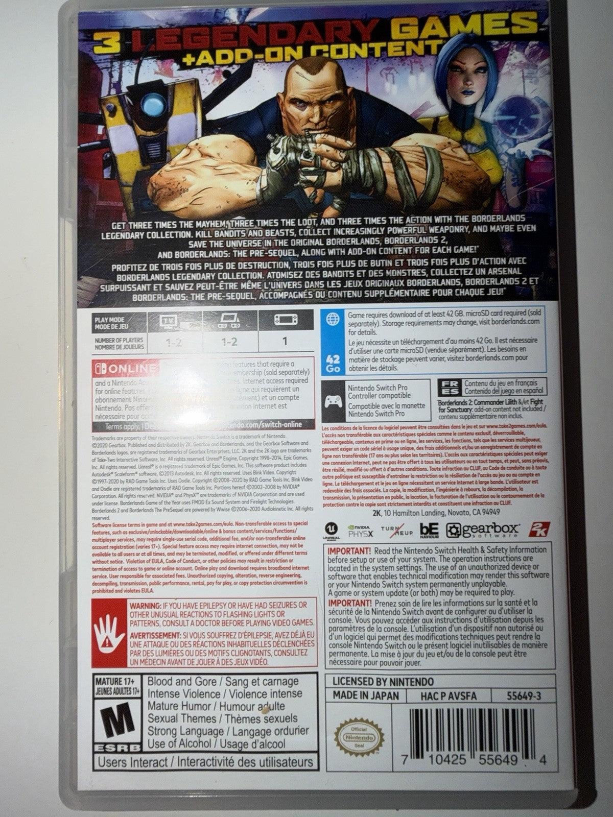 Borderlands Legendary Collection (Nintendo Switch, 2020) CIB COMPLETE NSW