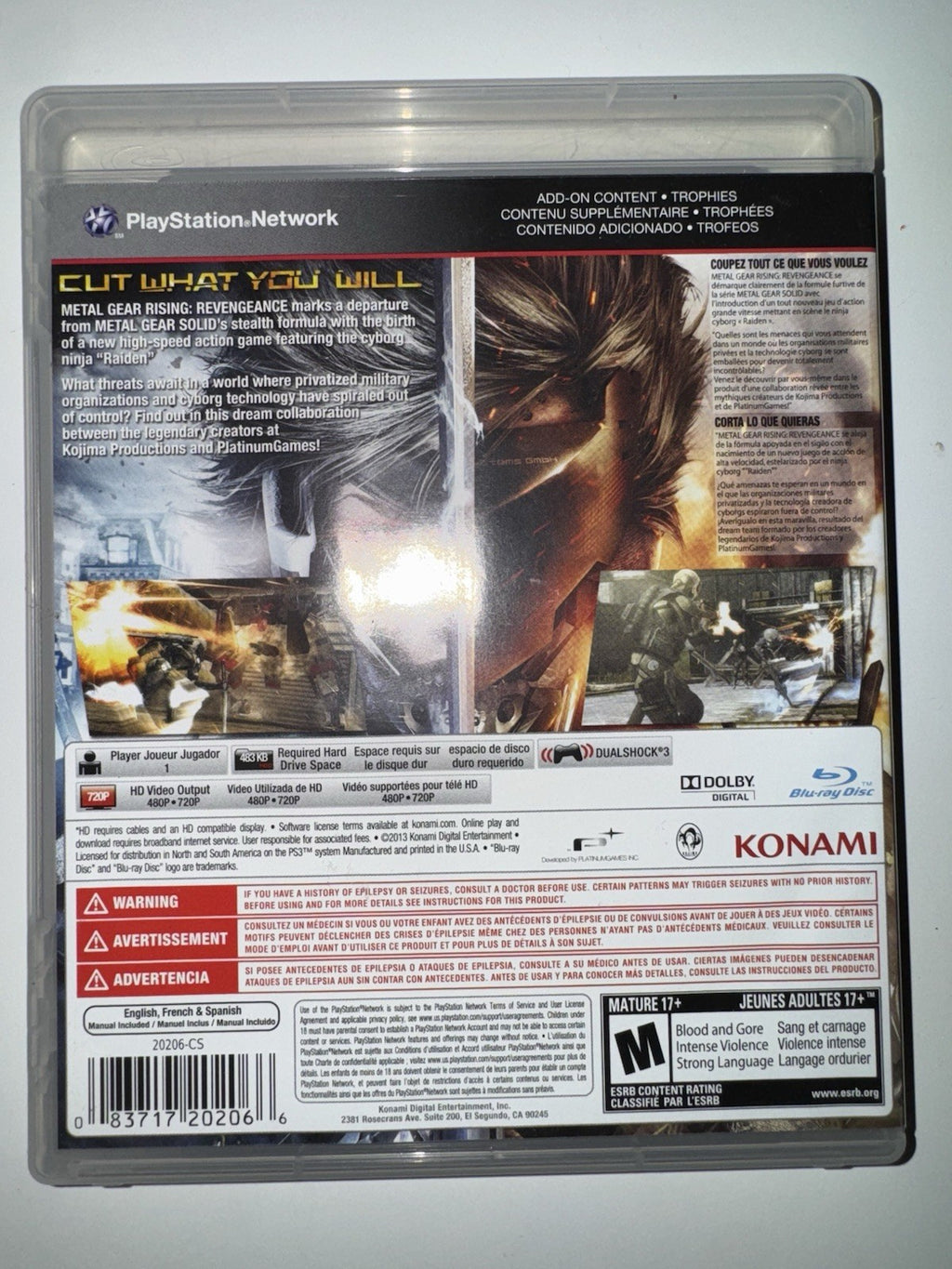 Metal Gear Rising: Revengeance (Sony PlayStation 3, 2013) CIB COMPLETE PS3