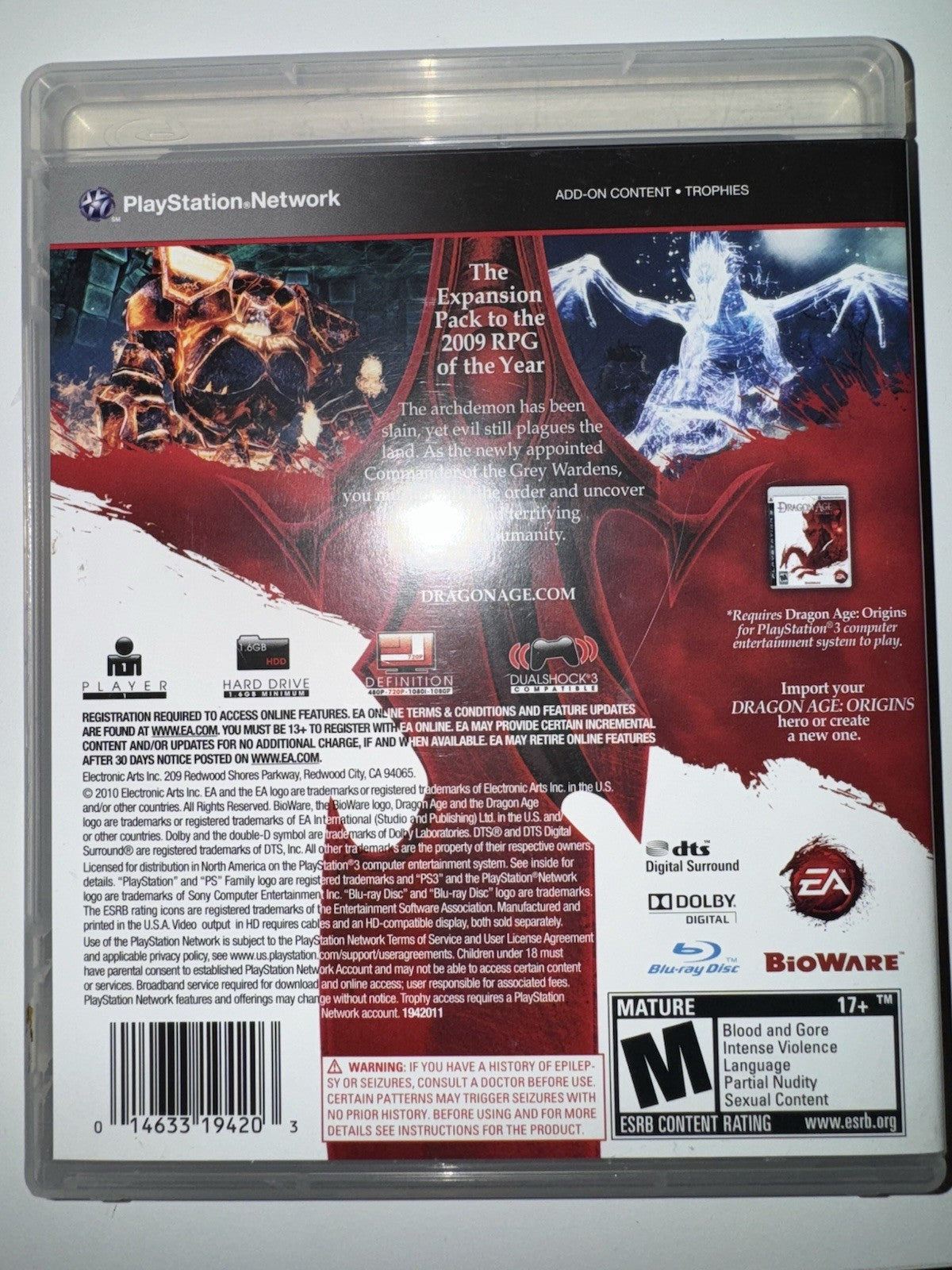 Dragon Age: Origins Awakening Expansion Pack (Sony PlayStation 3, 2010) CIB PS3