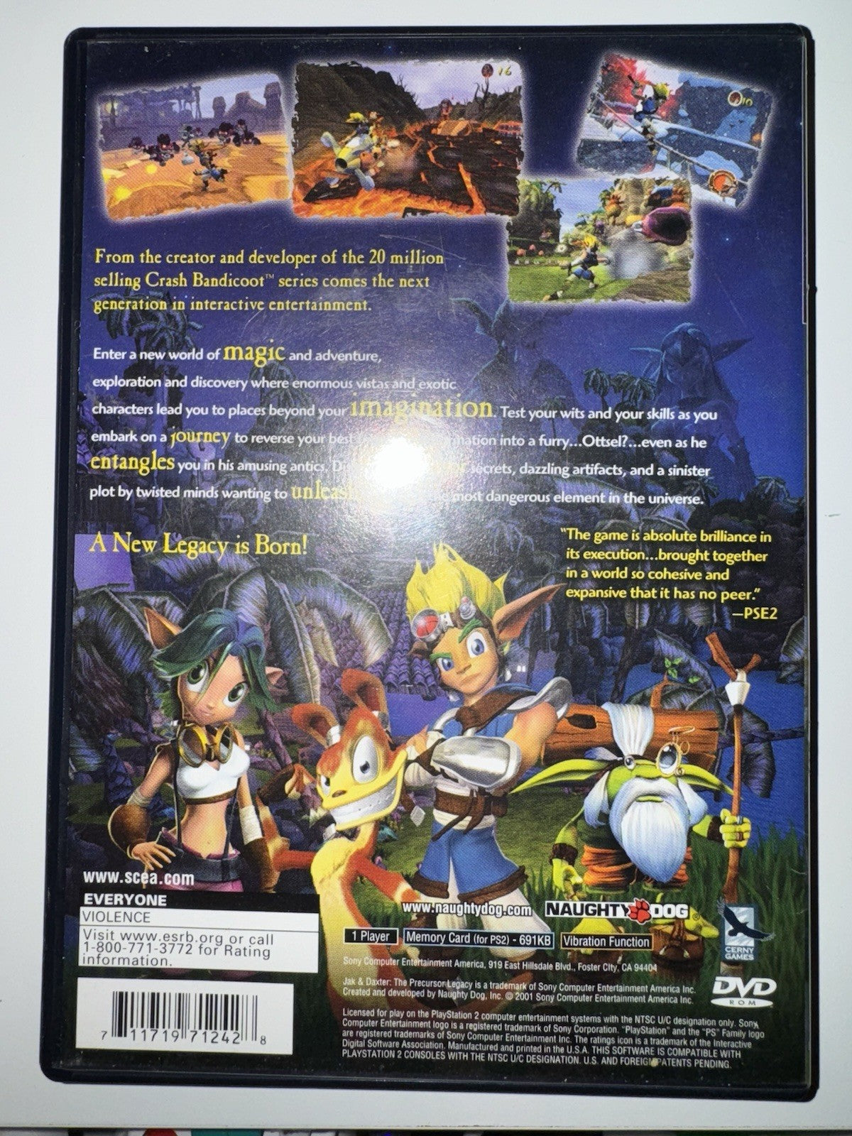 Jak and Daxter: The Precursor Legacy Sony PlayStation 2 W/French Manual Only PS2