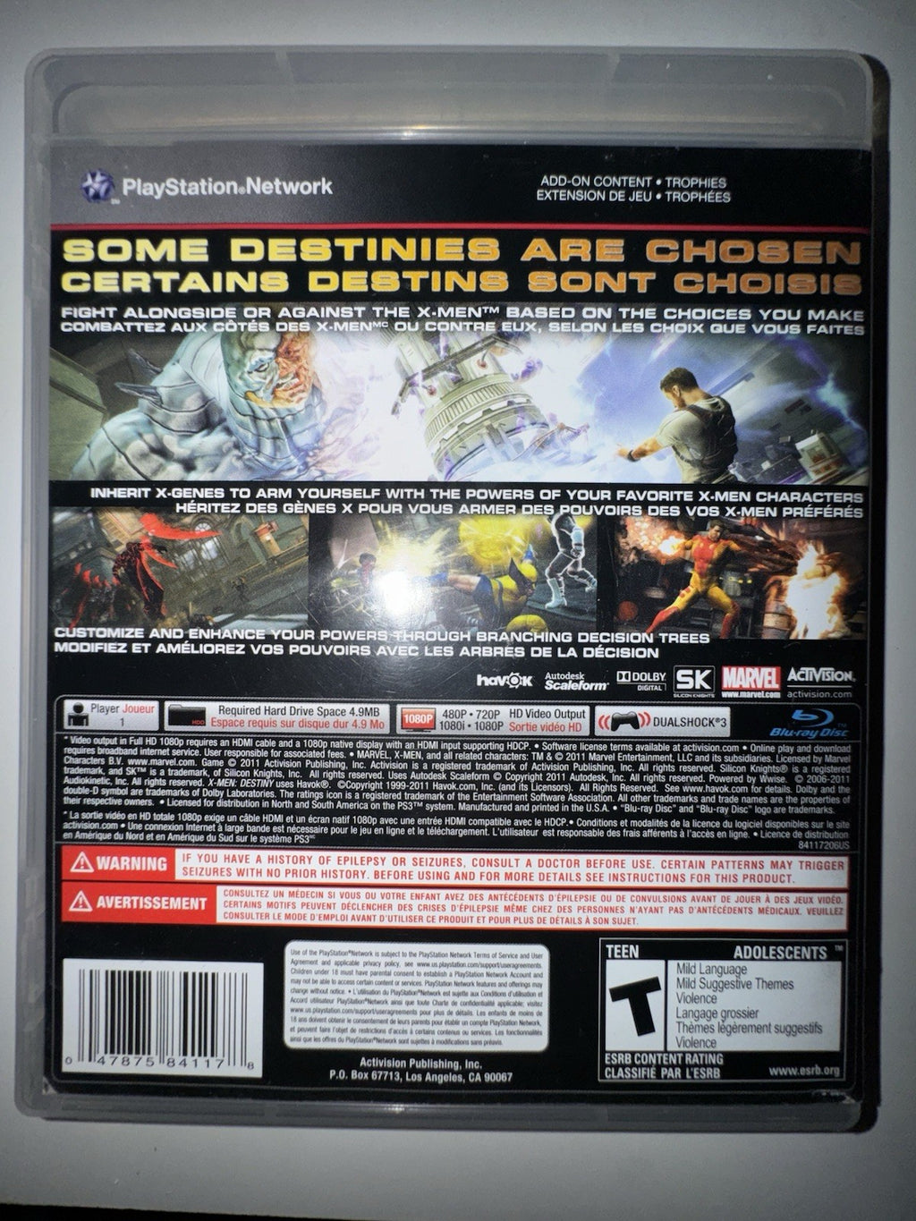 X-Men Destiny (Playstation 3 / PS3) CIB Complete + MANUAL PS3