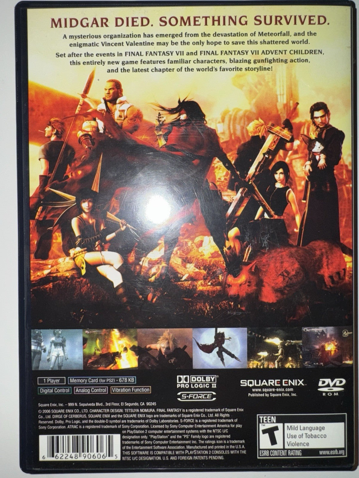 Final Fantasy VII: Dirge of Cerberus (PlayStation 2, 2006)  CIB COMPLETE PS2