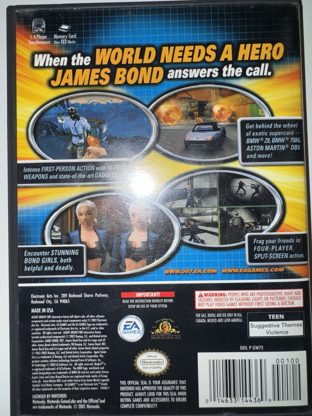 James Bond 007: Agent Under Fire (Nintendo GameCube, 2003) CIB Complete +MANUAL