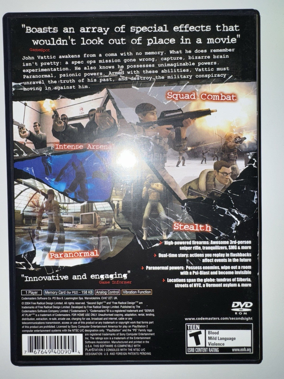 Second Sight (PlayStation 2 , 2004) PS2 W/ French Manual Only