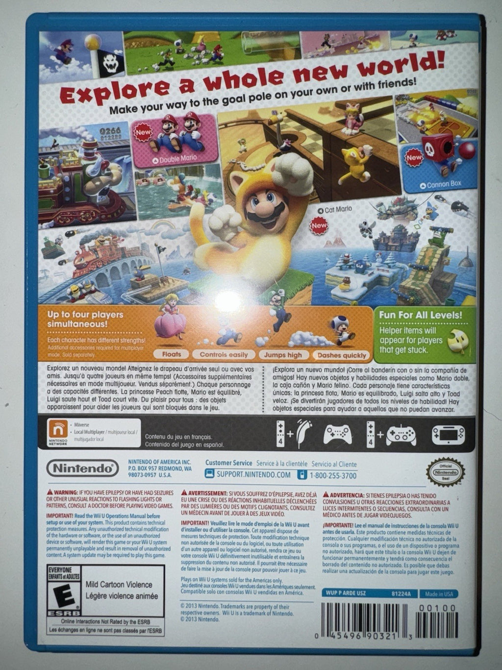 Super Mario 3D World (Nintendo Wii U, 2013) CIB COMPLETE + MANUAL