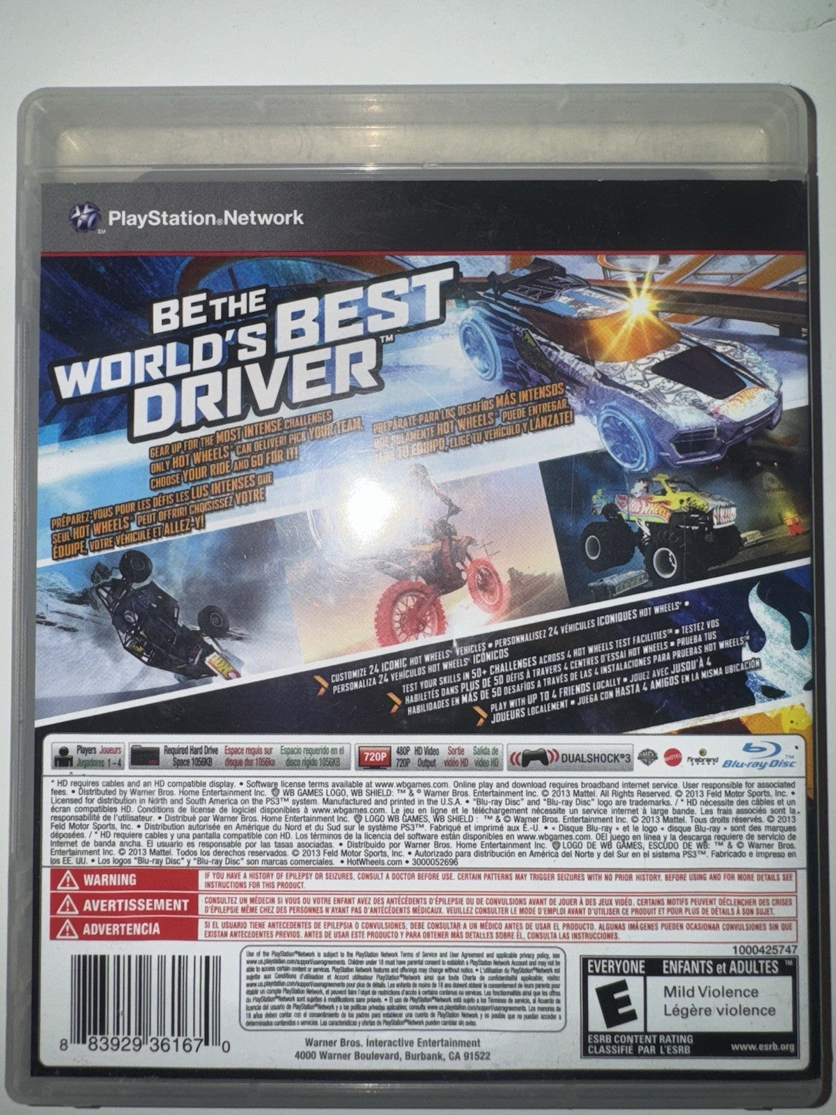 Hot Wheels World's Best Driver (PlayStation3, 2013) CIB COMPLETE +MANUAL PS3