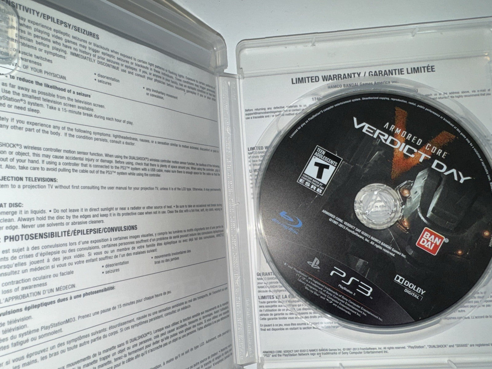 Armored Core: Verdict Day (Sony PlayStation 3, 2013) PS3