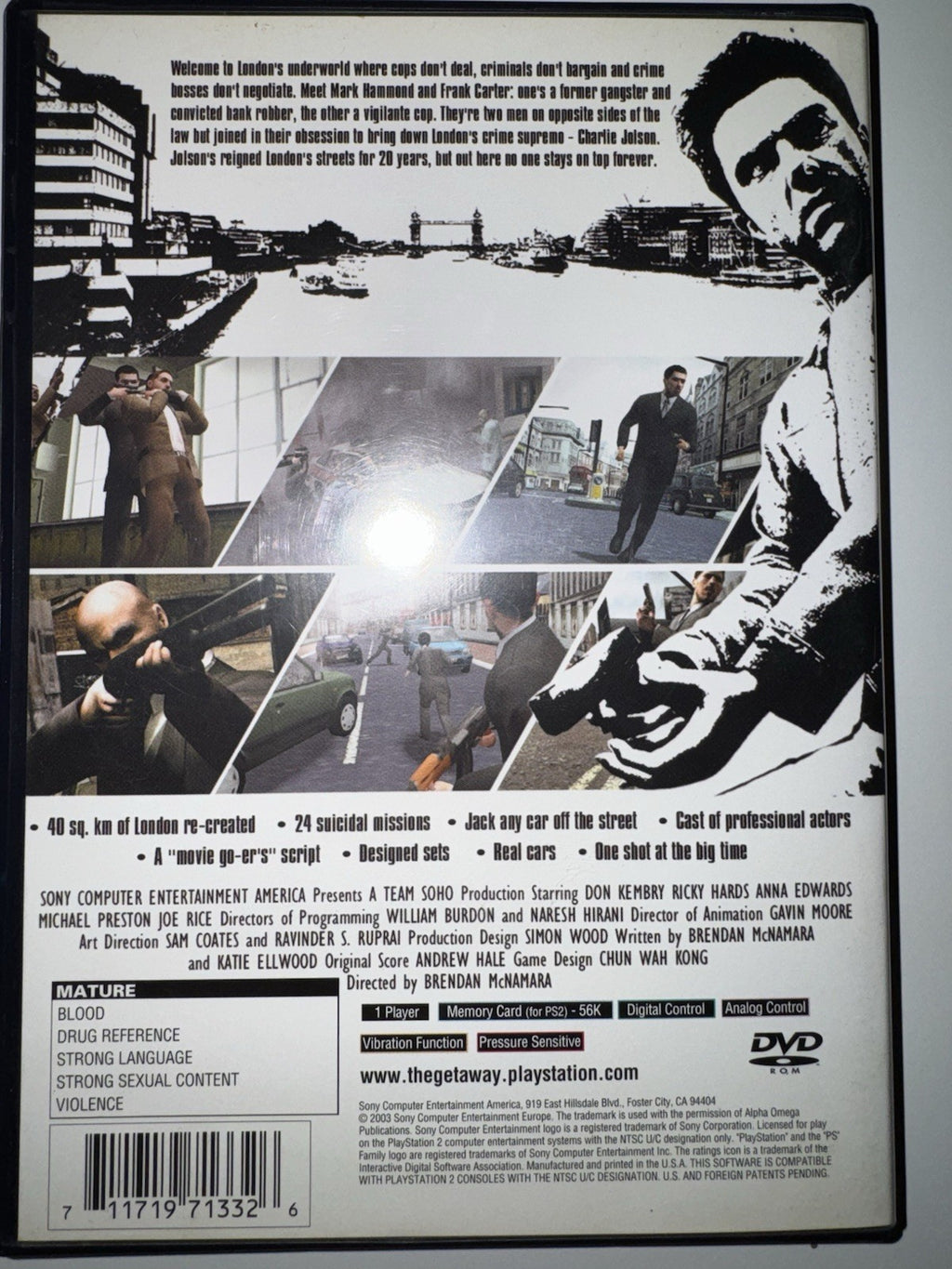 The Getaway (Sony Playstation 2, 2003) CIB COMPLETE PS2