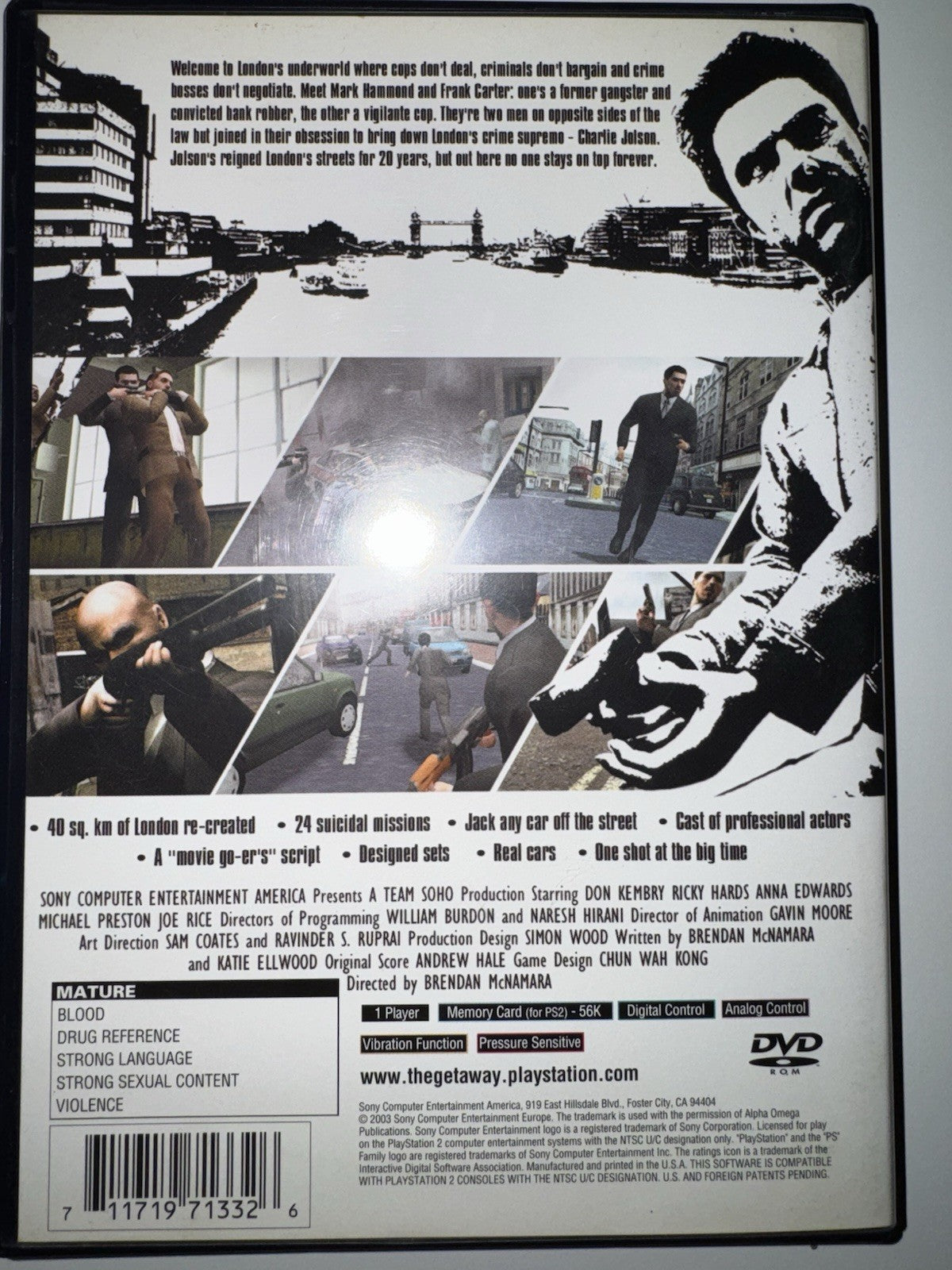 The Getaway (Sony Playstation 2, 2003) CIB COMPLETE PS2