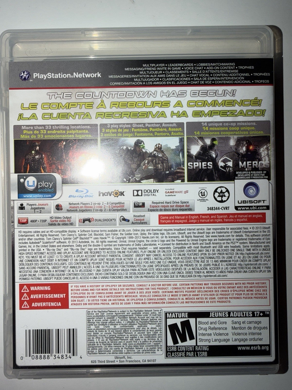 Splinter Cell: Blacklist (Sony PlayStation 3, 2013) CIB COMPLETE PS3