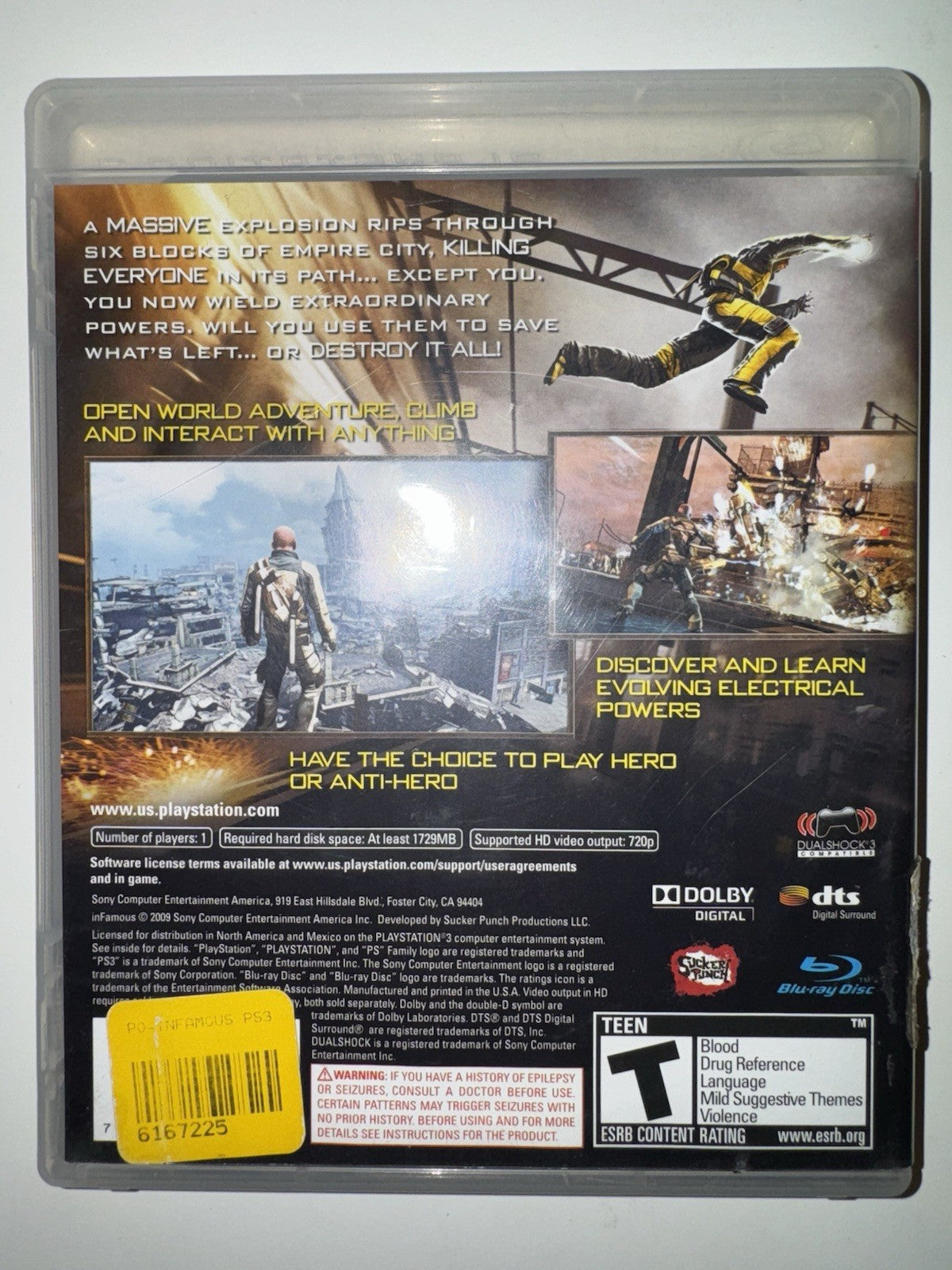 inFamous (Sony PlayStation 3, PS3, 2009) CIB COMPLETE + MANUAL PS3