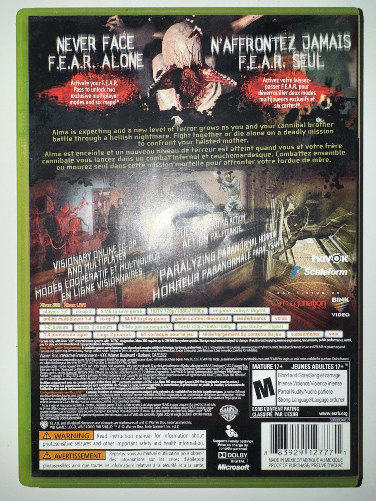 F3AR FEAR 3 (Microsoft Xbox 360, 2011) CIB COMPLETE + MANUAL XB360