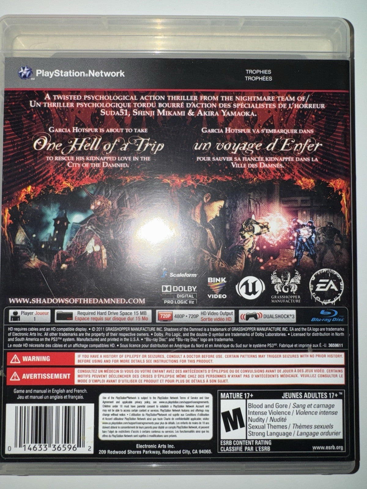 Shadows of the Damned (Sony PlayStation 3, 2011) CIB COMPLETE + MANUAL PS3