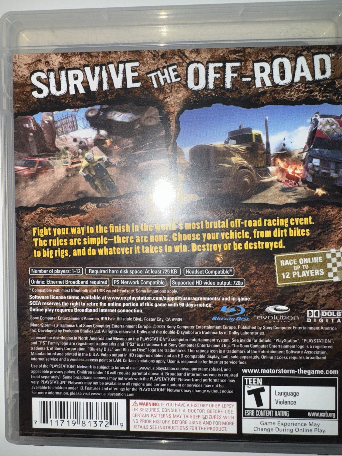 MotorStorm (Sony PlayStation 3, 2007) CIB COMPLETE + MANUAL PS3