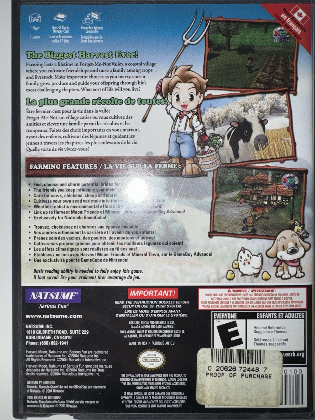 Harvest Moon: A Wonderful Life (Nintendo GameCube) CIB COMPLETE GC