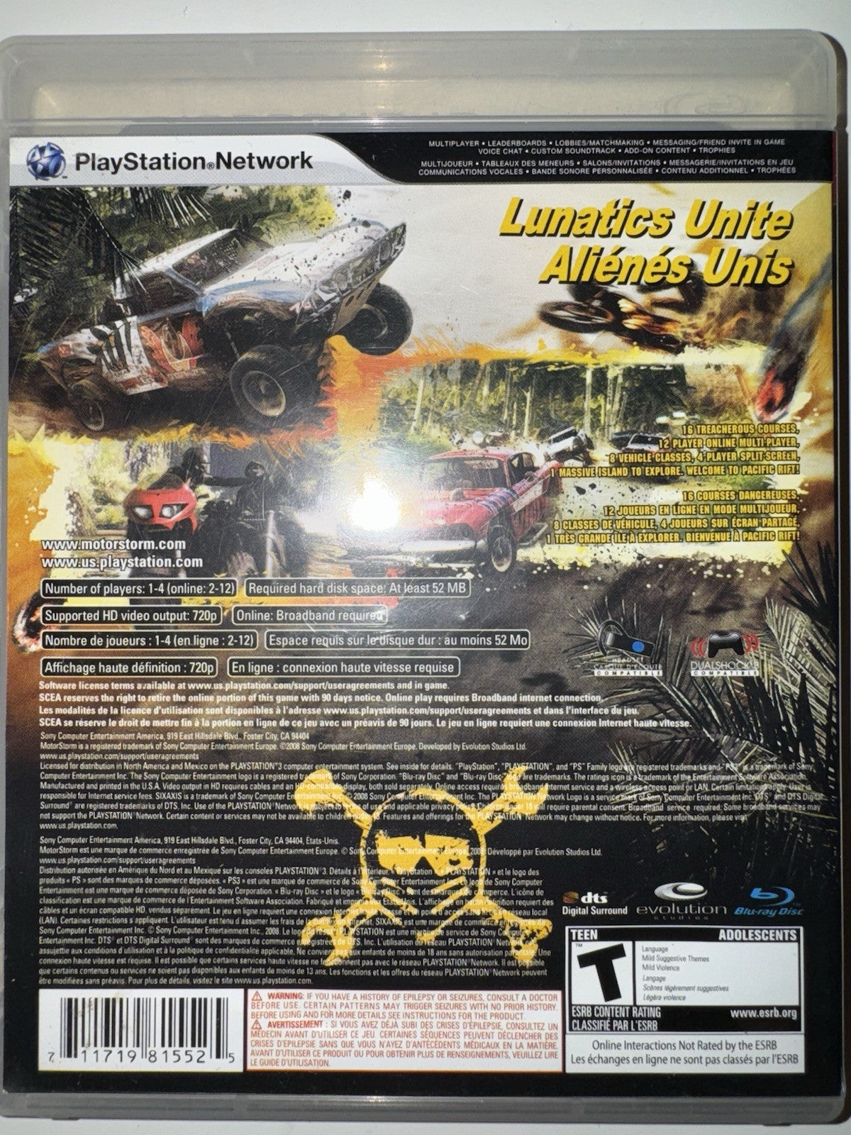 MotorStorm: Pacific Rift (Sony PlayStation 3, 2008) CIB COMPLETE + MANUAL PS3