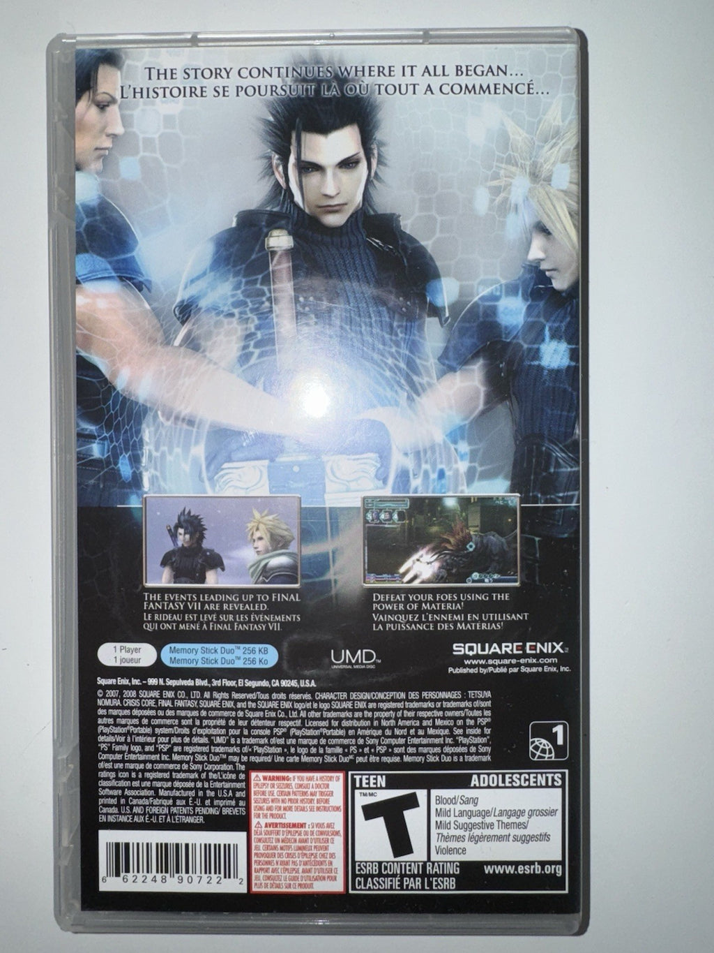 Crisis Core: Final Fantasy VII 7 (Sony PSP, 2008) CIB COMPLETE PSP