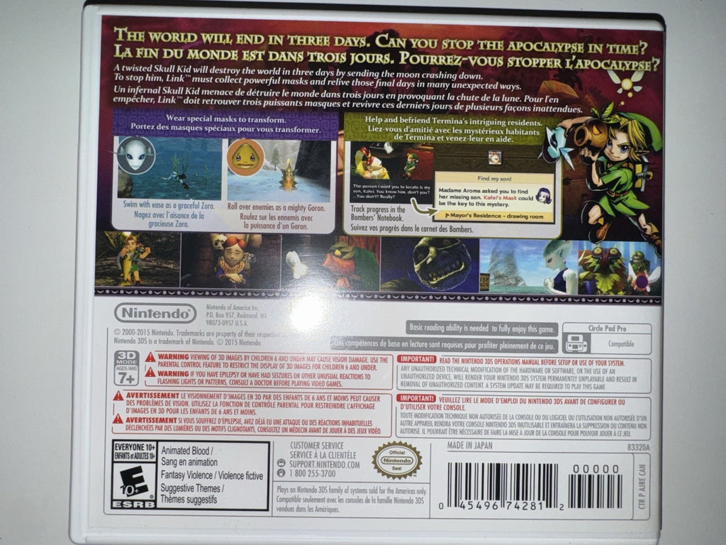 The Legend of Zelda: Majora's Mask 3D (Nintendo 3DS, 2015) 3DS