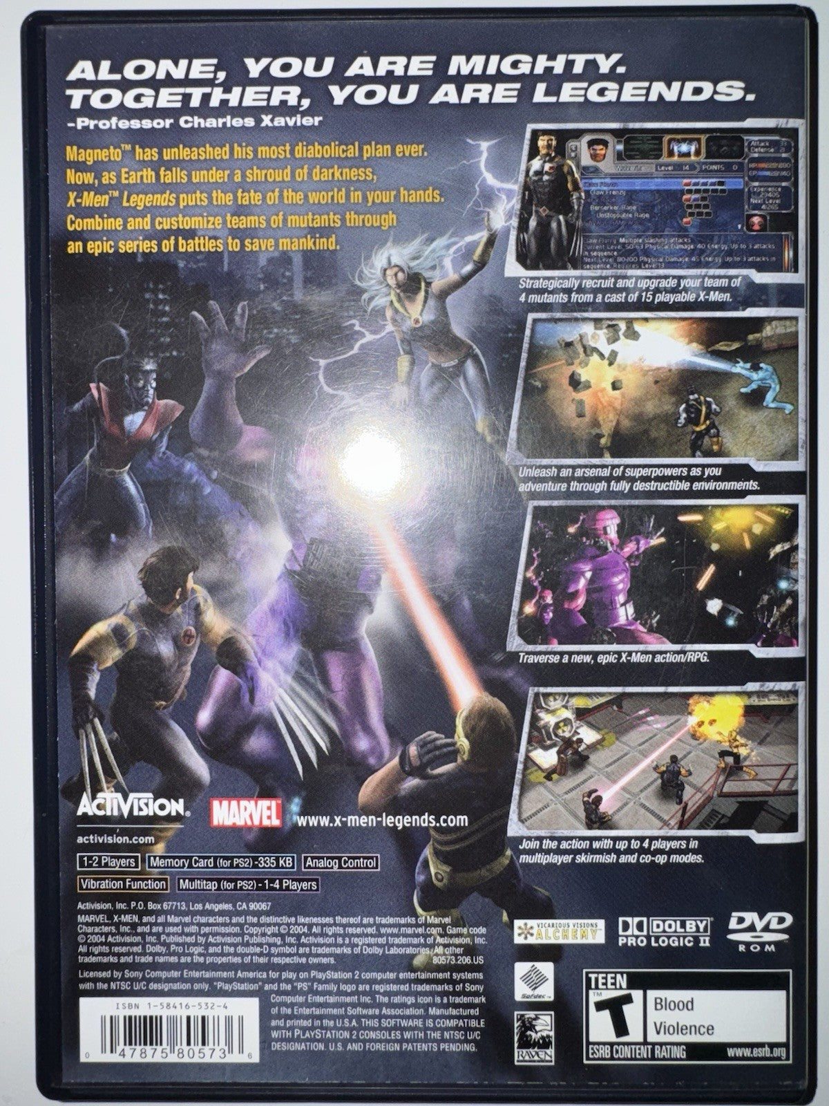 X-Men Legends (Sony PlayStation 2, 2004) CIB COMPLETE + MANUAL PS2