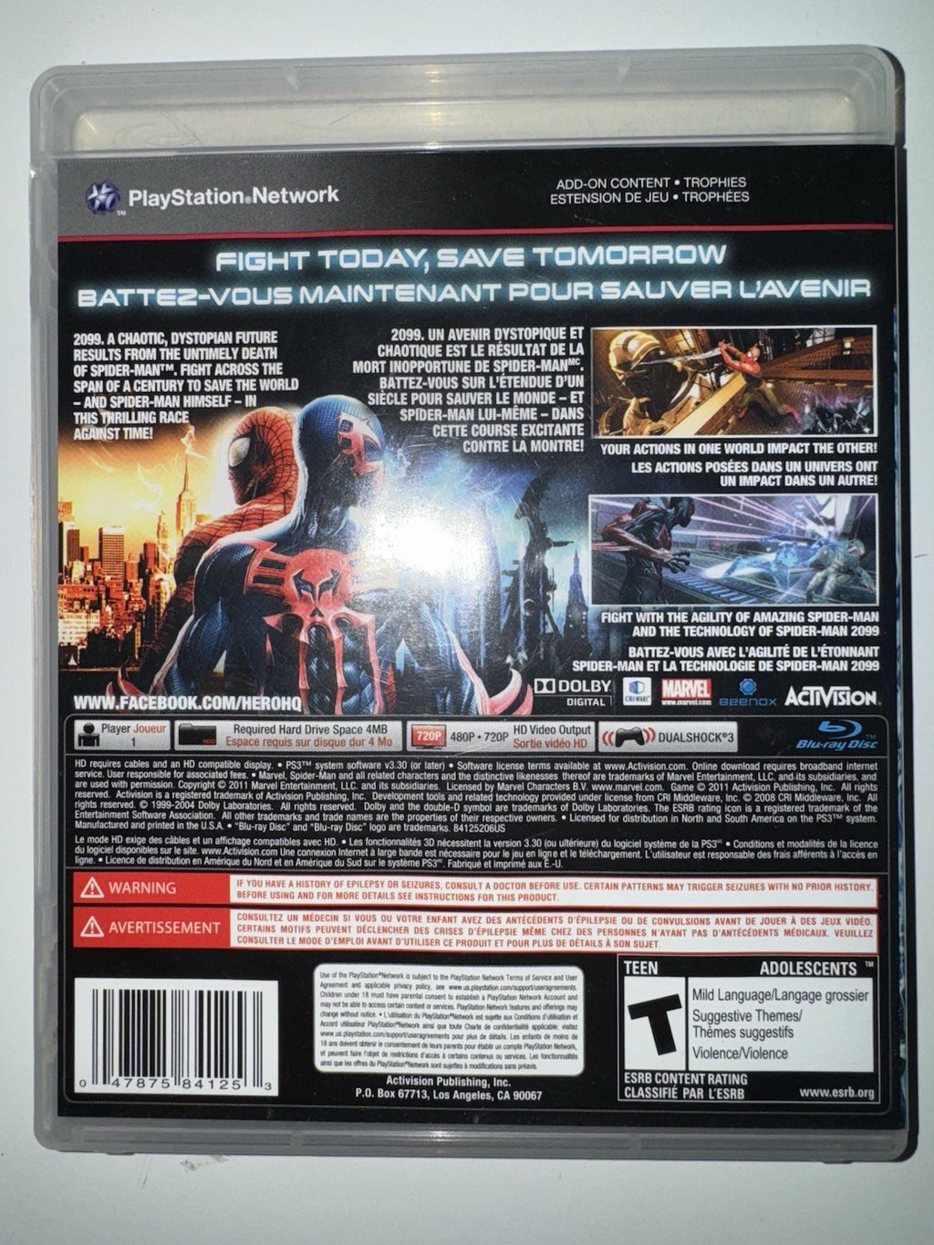 Spider-Man: Edge Of Time (Sony Playstation 3 ) CIB COMPLETE + MANUAL PS3