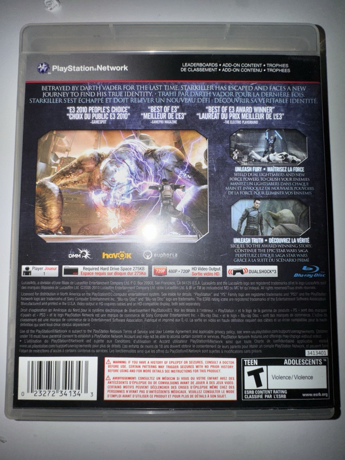 Star Wars The Force Unleashed II 2 (Sony PlayStation 3, 2010) CIB COMPLETE PS3