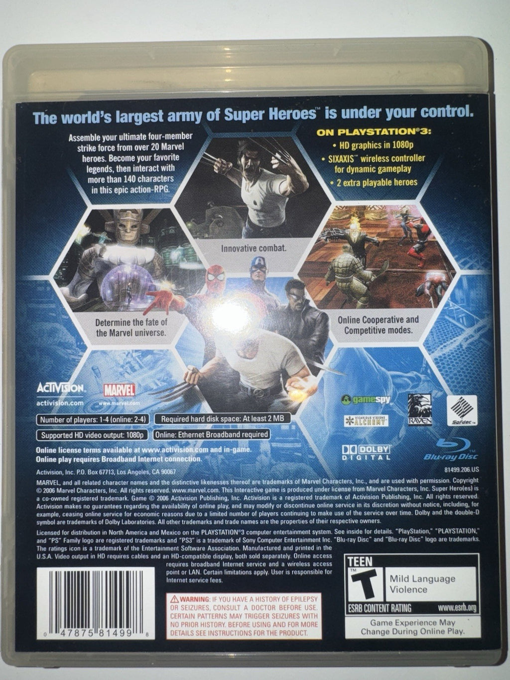 Marvel Ultimate Alliance (Sony PlayStation 3, 2006) CIB COMPLETE +MANUAL PS3