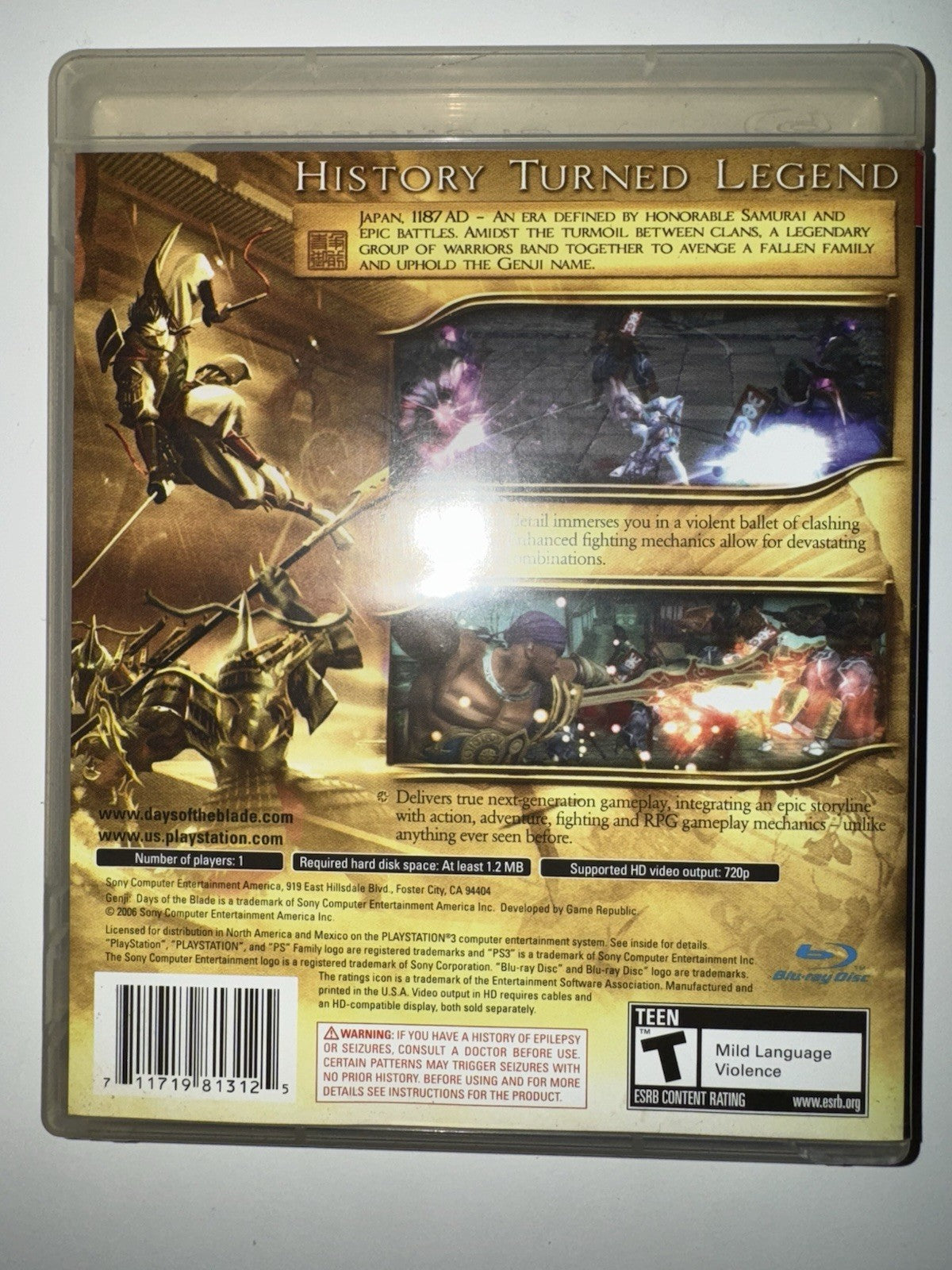 Genji: Days of the Blade - Sony PlayStation 3 CIB COMPLETE + MANUAL PS3