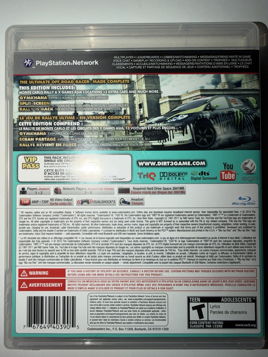 Dirt 3 - Complete Edition (Sony PlayStation 3, 2012) CIB COMPLETE PS3