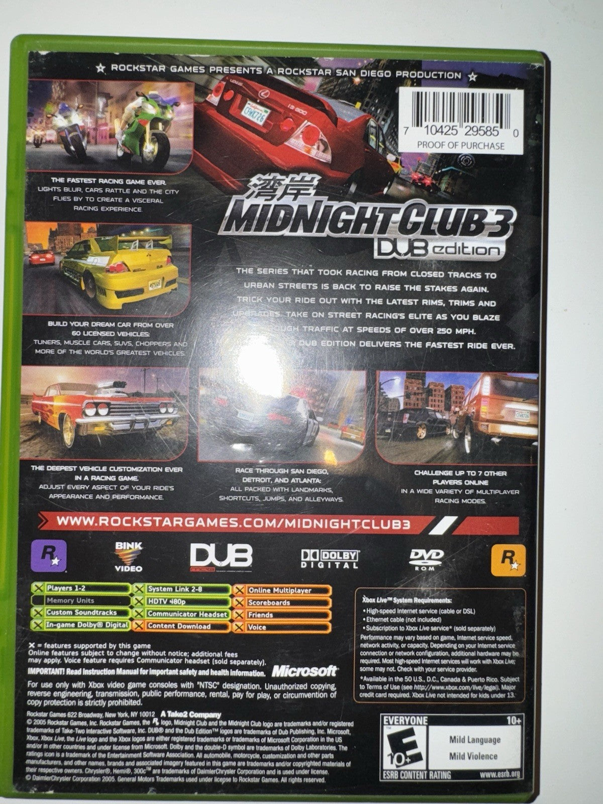 Midnight Club 3: DUB Edition (Microsoft Xbox, 2005) CIB COMPLETE + MANUAL