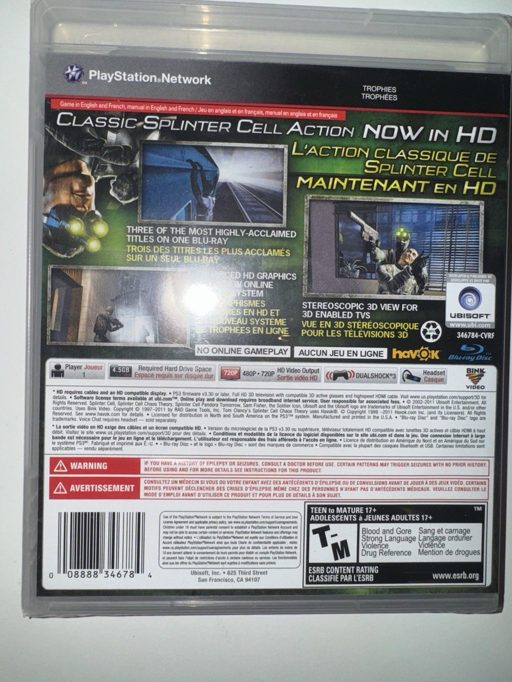 Tom Clancy's Splinter Cell: Trilogy (Sony PlayStation 3, PS3 ) BRAND NEW SEALED