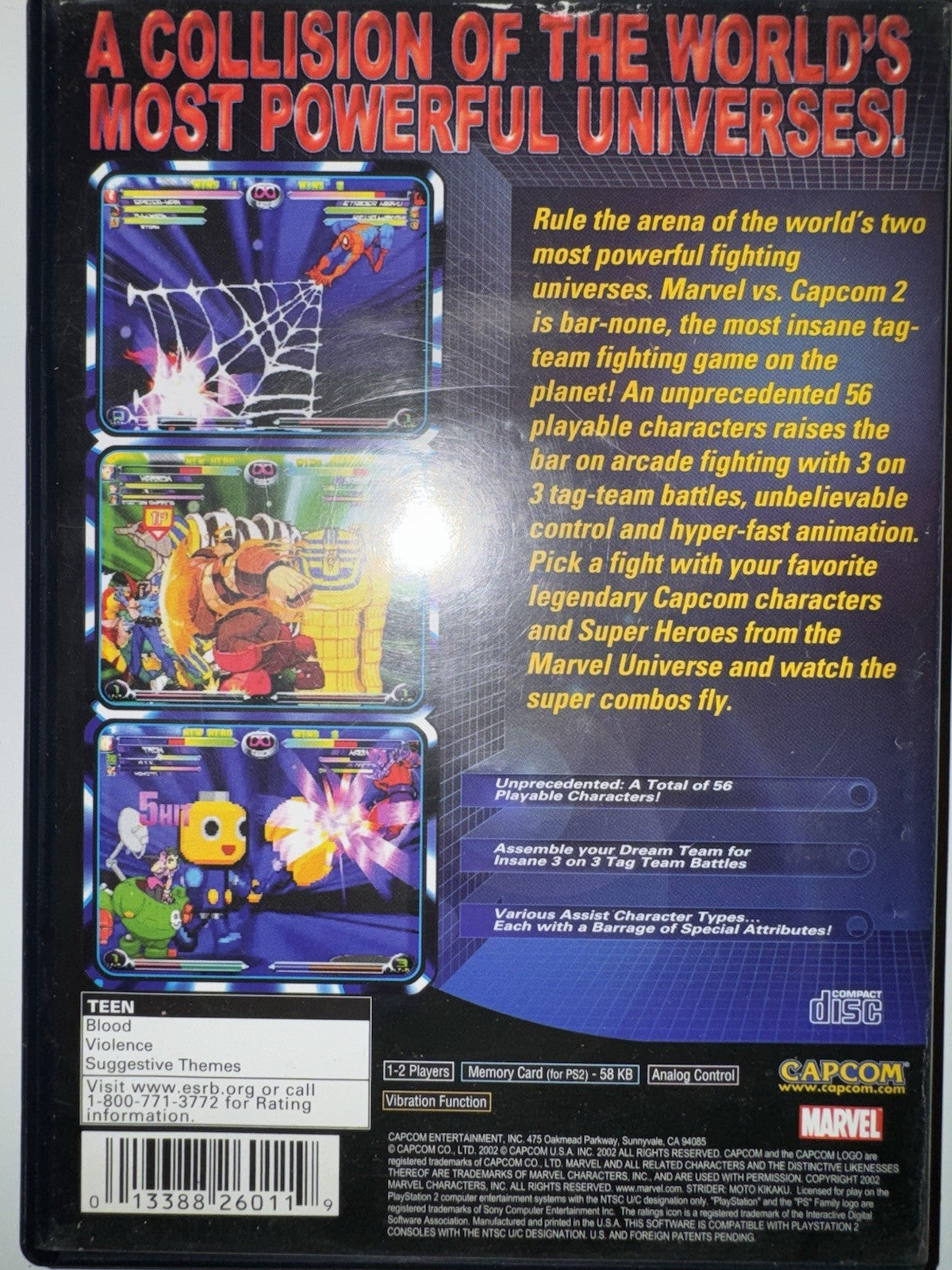 Marvel vs Capcom 2 (Sony PlayStation 2, 2002) CIB COMPLETE PS2