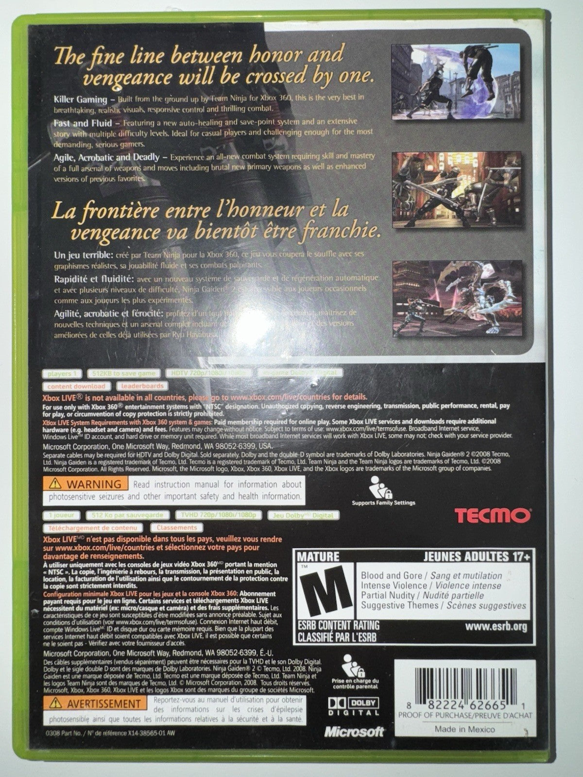 Ninja Gaiden II 2 (Microsoft Xbox 360) CIB COMPLETE XB360