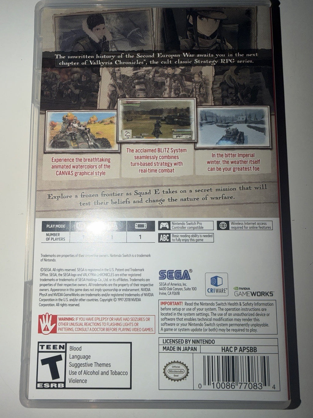 Valkyria Chronicles 4 (Nintendo Switch) CIB COMPLETE NSW
