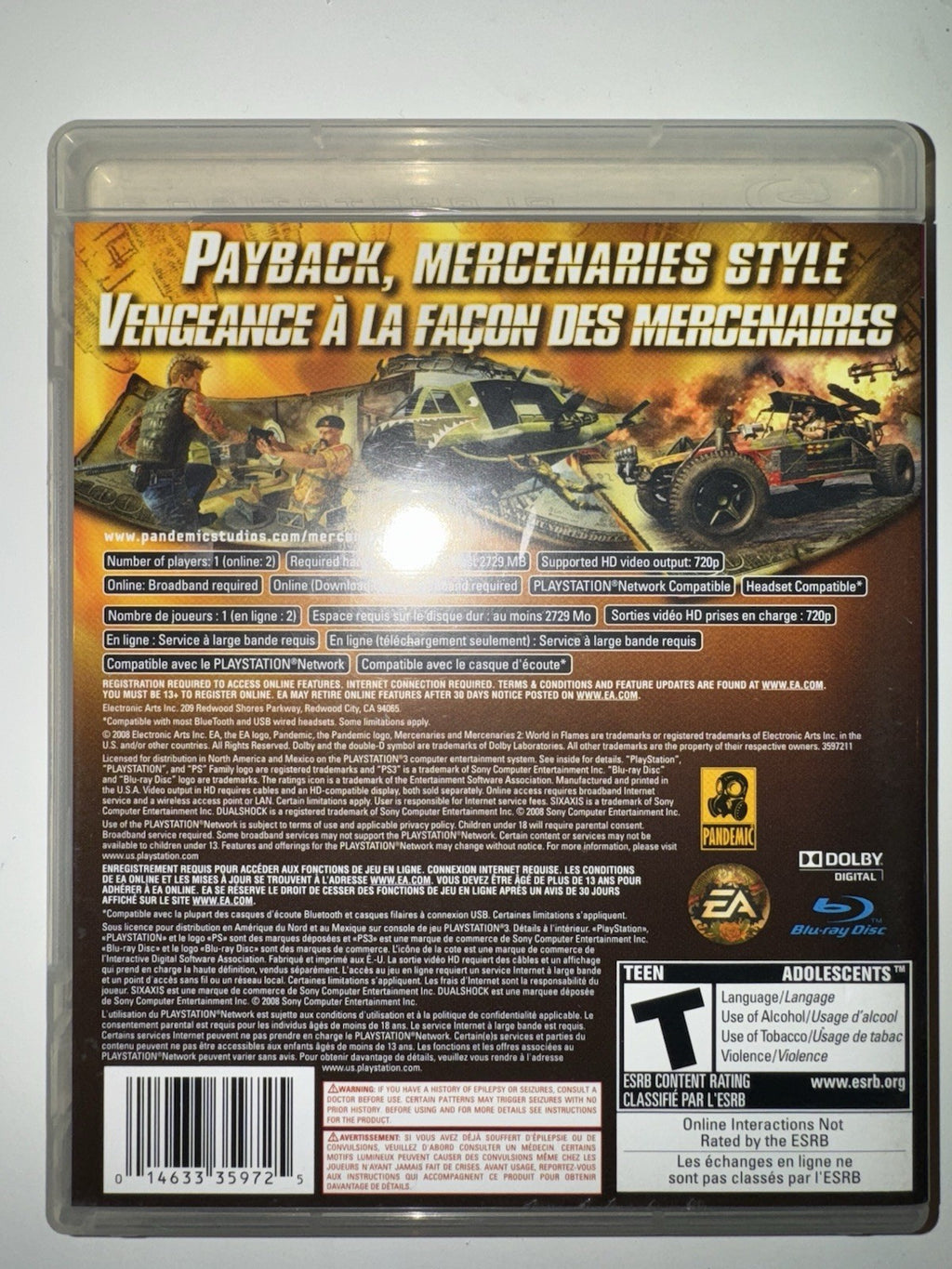 Mercenaries 2: World in Flames Sony PlayStation 3 PS3 CIB COMPLETE + MANUAL