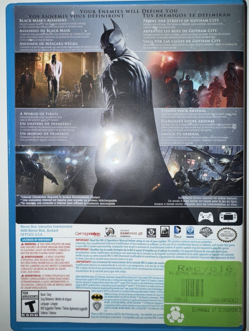 Batman: Arkham Origins (Nintendo Wii U, 2013) CIB COMPLETE