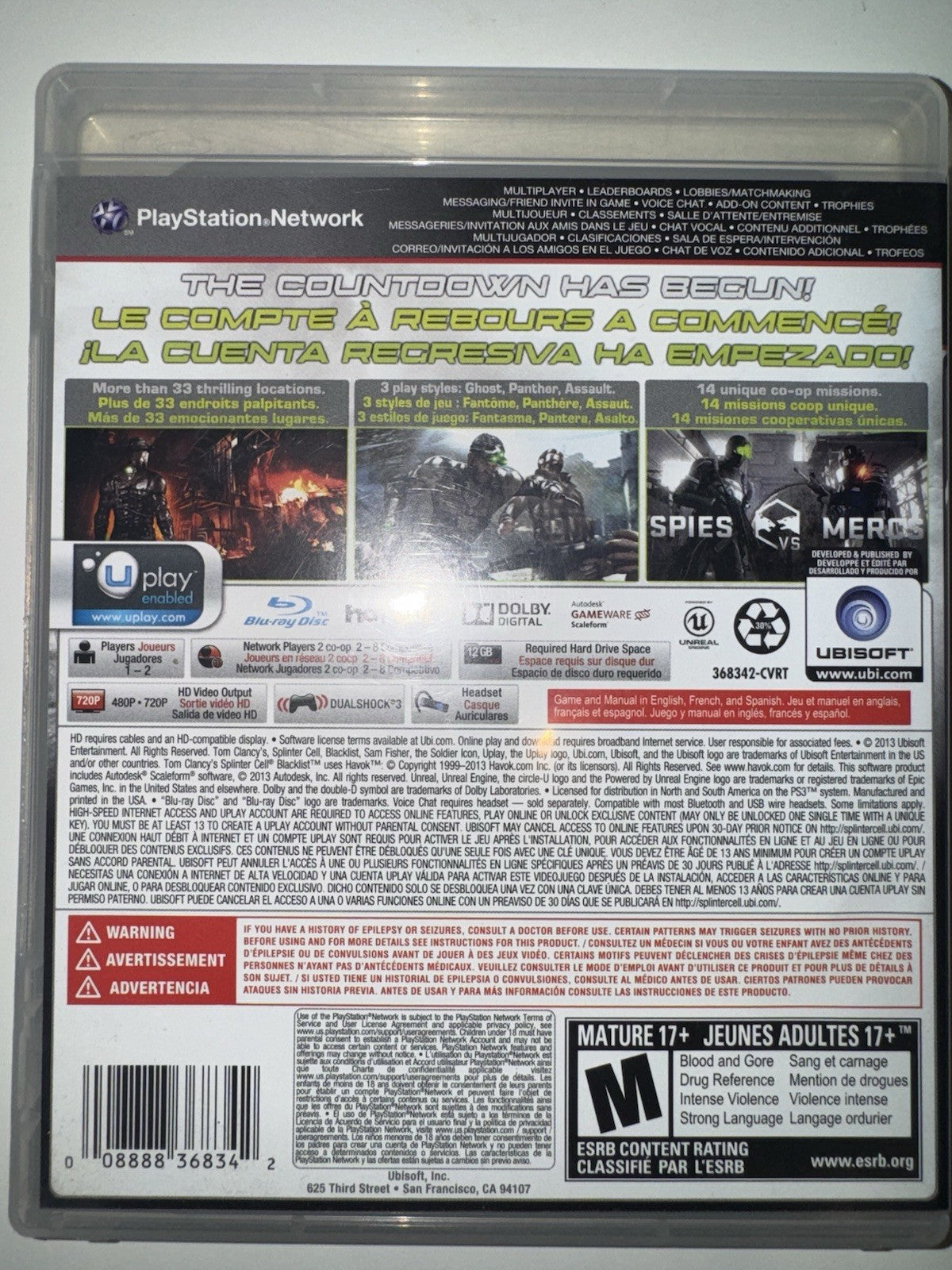 Tom Clancy's Splinter Cell: Blacklist (Sony PlayStation 3 2013) CIB COMPLETE PS3