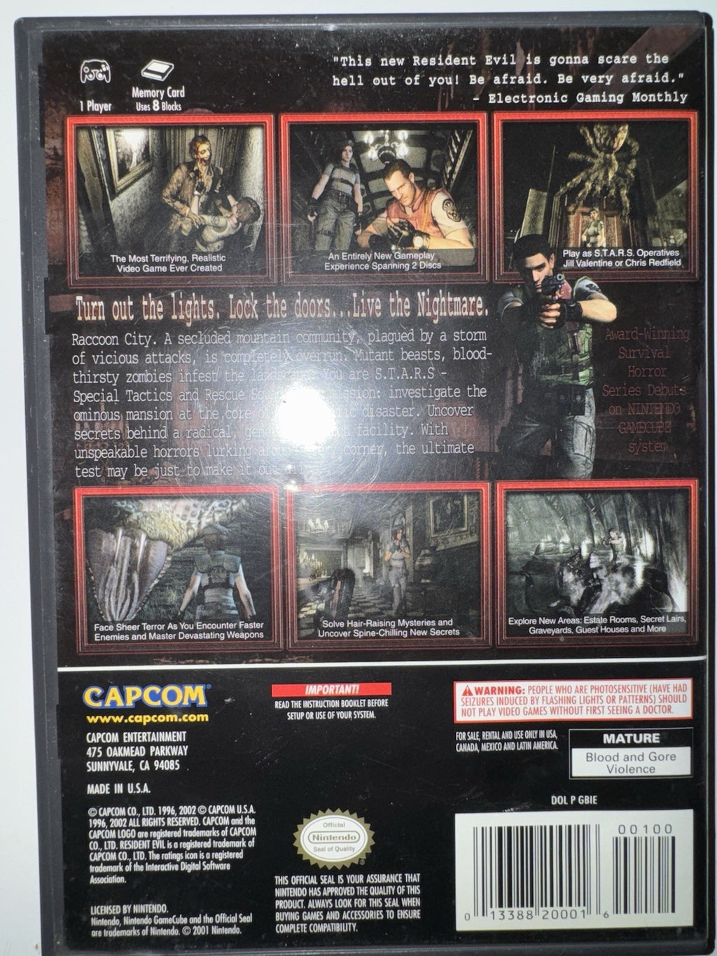 Resident Evil (Nintendo GameCube, 2002) CIB COMPLETE + MANUAL GC