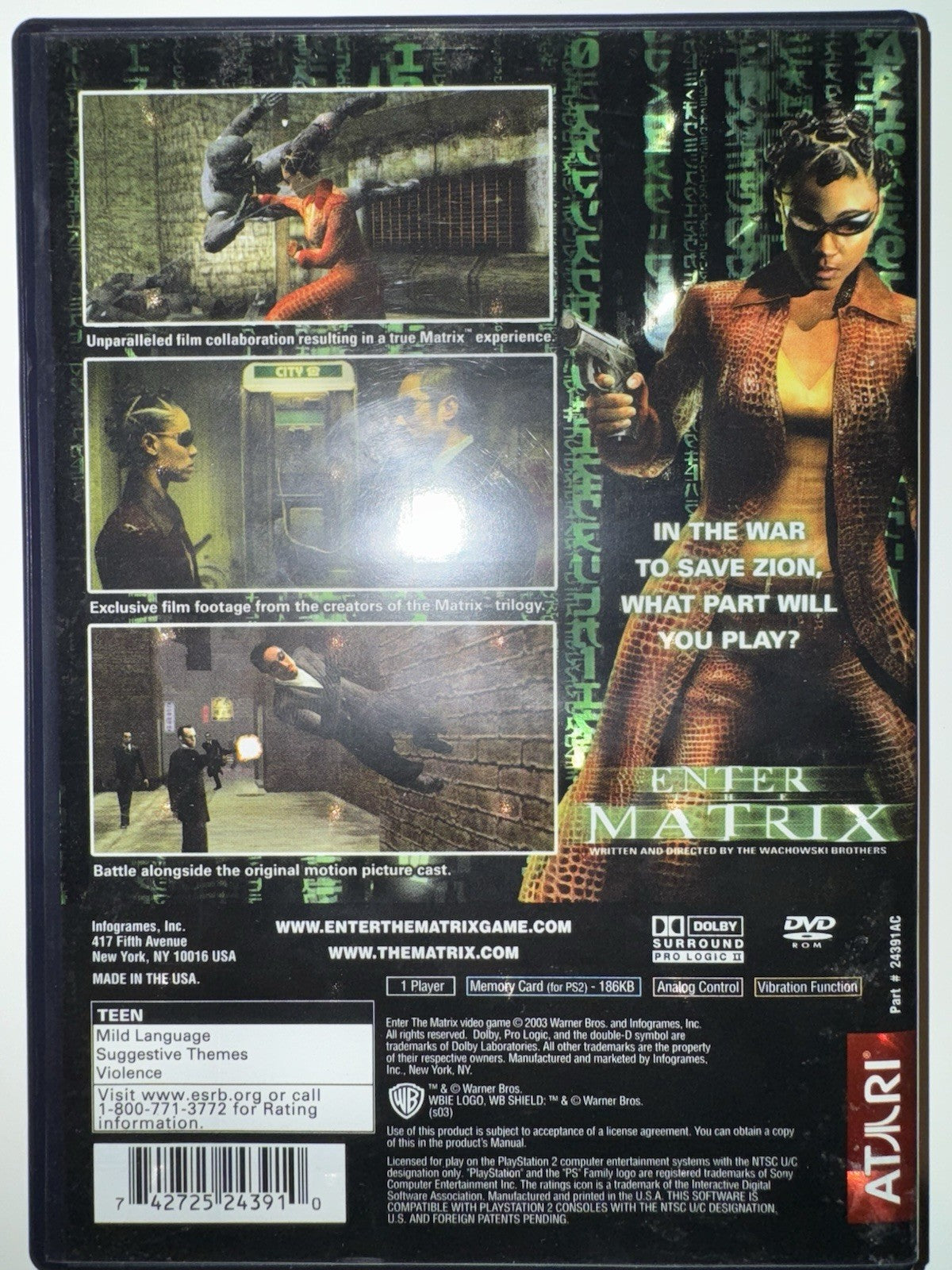 Enter the Matrix (Sony Playstation 2 PS2, 2003) CIB COMPLETE + MANUAL