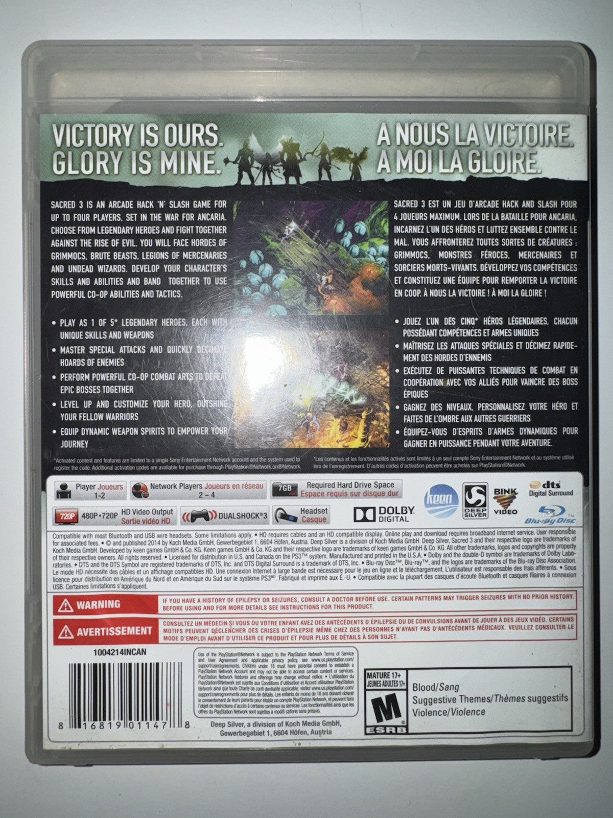 Sacred 3 (Sony PlayStation 3, 2014) CIB COMPLETE PS3